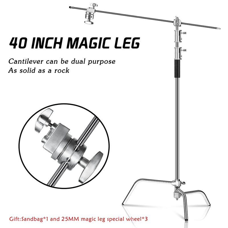 100% Metal  8.53ft/2.6m C-stand With Boom Arm Professional Photography Light Stand For Photo Studio