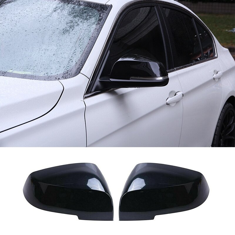 Cubierta de espejo retrovisor de coche, cubierta de espejo retrovisor para BM-W serie 1/2/3/4, F30/F35/F31/F32, color negro