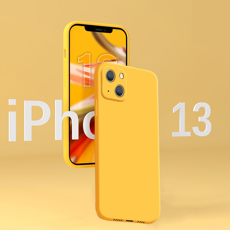 1DS 2021 Vuông Liquid Silicone Dành Cho iPhone 13 12 11 Pro Max Mini XS X XR 7 8 Plus SE 2020 Đầy Đặn Vỏ Bảo Vệ