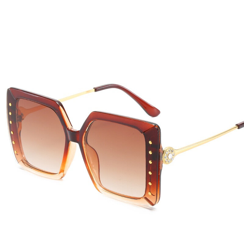 Солнечные очки LONSY женские квадратные, винтажные солнцезащитные аксессуары в прямоугольной и черной оправе, с большими стразами, Uv400, для во...