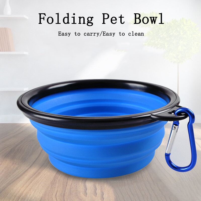 350ML/1000ML Dobrável Tigelas para Viagem Camping Dog Portátil Tigela de Água Pet Cat Food Bowls Folding Silicone Tigela Prato