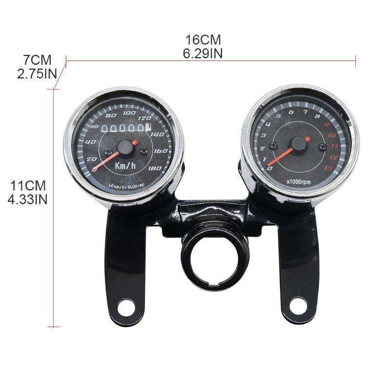 Pengukur Kombinasi Tachometer Speedometer Odometer Ganda 12V Sepeda Motor Universal