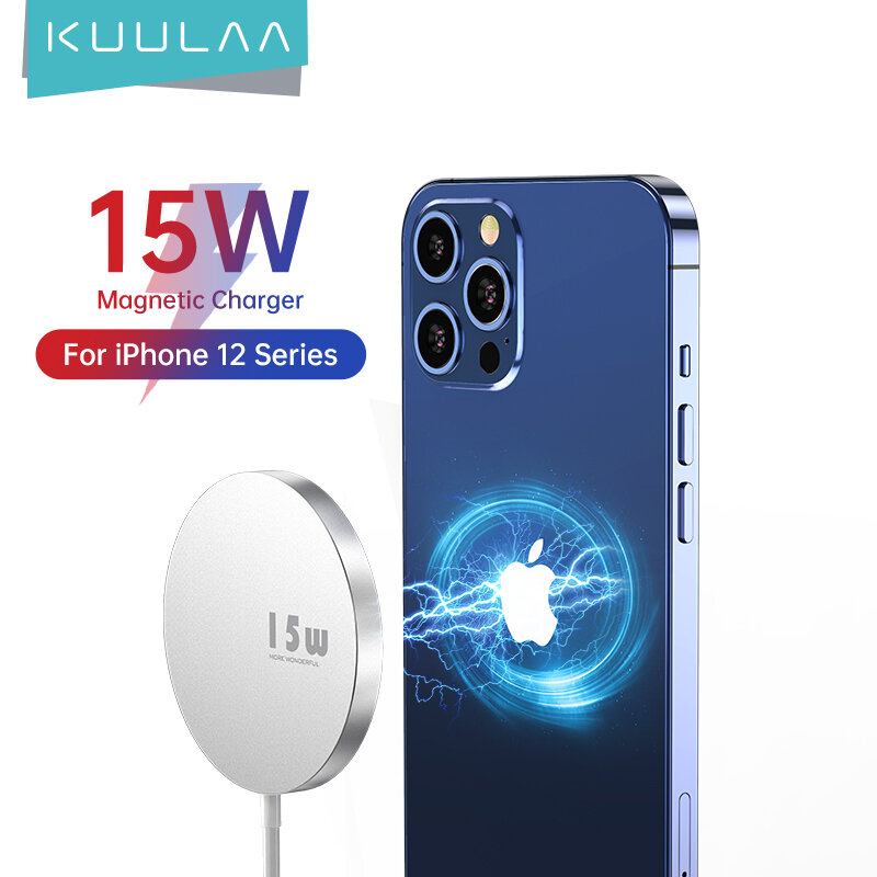 KUULAA magnetyczne bezprzewodowe ładowanie dla iPhone Mini 15W szybka ładowarka dla iPhone 12 Pro Max bezprzewodowa ładowarka dla Huawei Xiaomi Qi