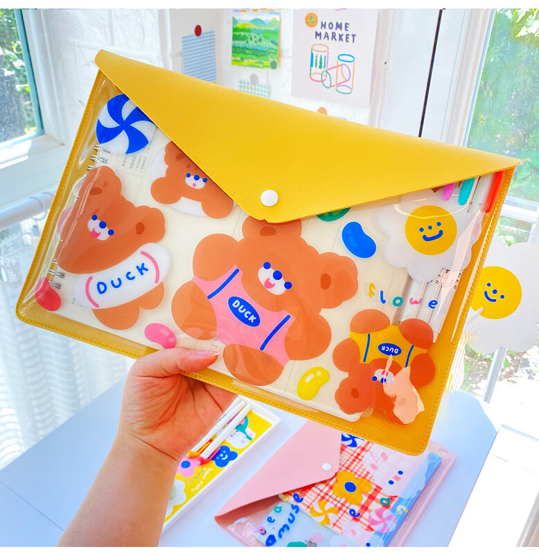 Forest Bunny A4 File Bag Cute Cartoon Waterproof  Folder Desk Organizer Office School Supplies