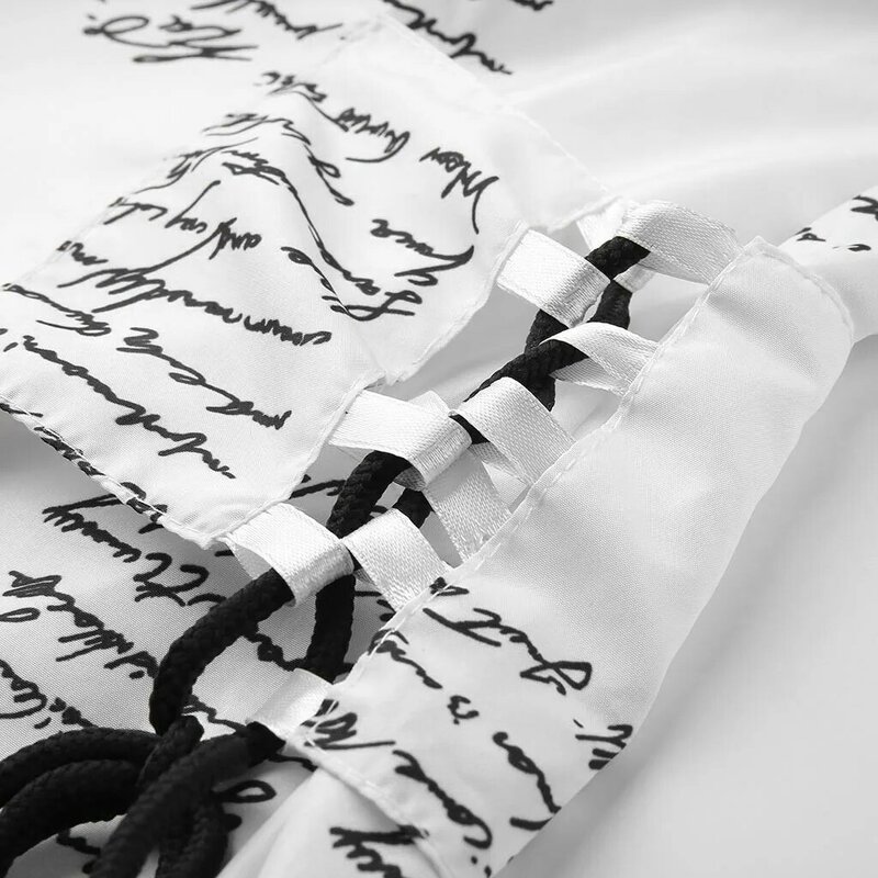 2021 Women Clothing Shirt Dress Women Sexy Long Sleeve Letter Print Fitted Waist A-Shaped Frenulum Mini Dress