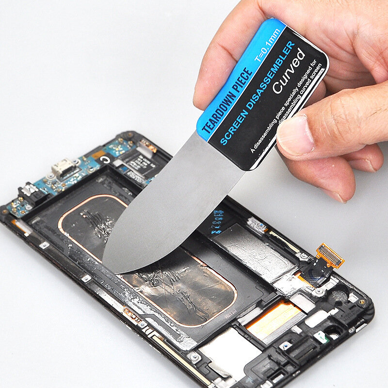 1 sztuka telefon komórkowy zakrzywiony ekran LCD Spudger otwarcie podważ narzędzia kart Ultra cienki elastyczny telefon komórkowy demontować stal Metal