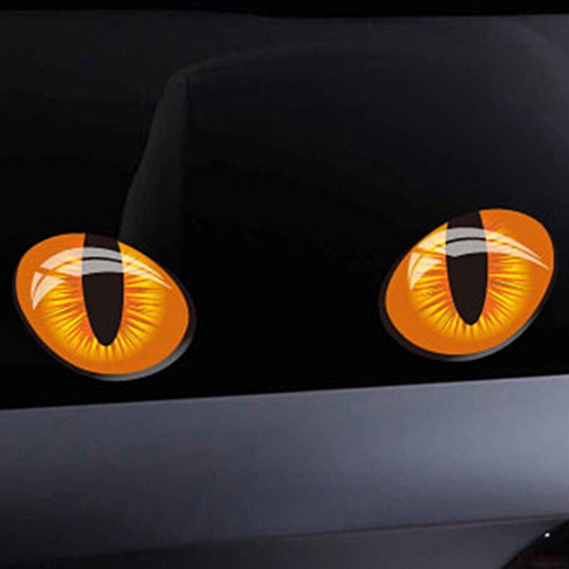 Autocollants de voiture 3D, 2 pièces, Simulation d'oeil de chat, pour rétroviseur, accessoires de voiture, couverture de tête de voiture, fenêtres, décoration mignonne