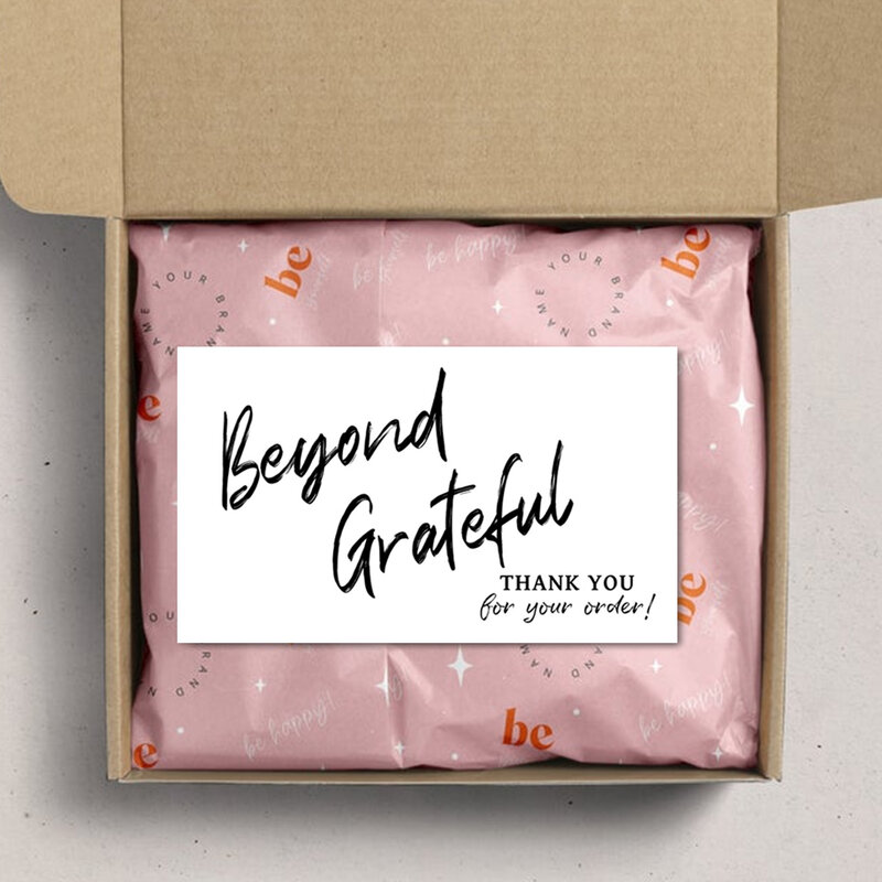 Tarjeta de agradecimiento blanca para apoyar el negocio, paquete de decoración "beyond grateful", tarjeta de visita hecha a mano con amor, 30 unids/pack