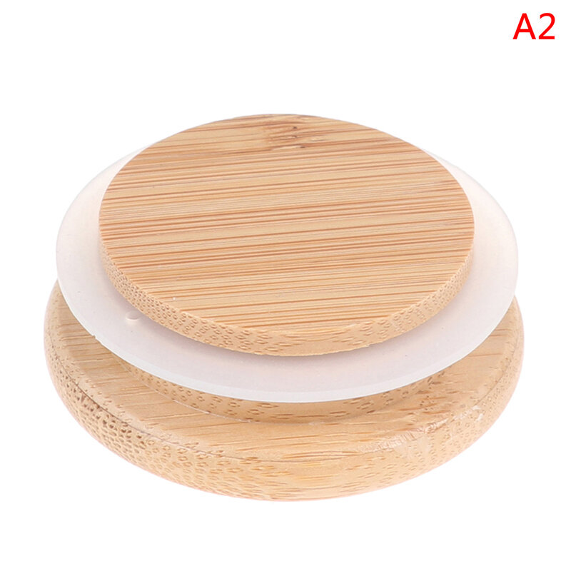 1 Bamboo Mason Jar Storage Canning Lids Drinking Cup Covers Reusable Seal Ring Pine Wooden Lid Caps for Glass Jars Ceramic Mugs