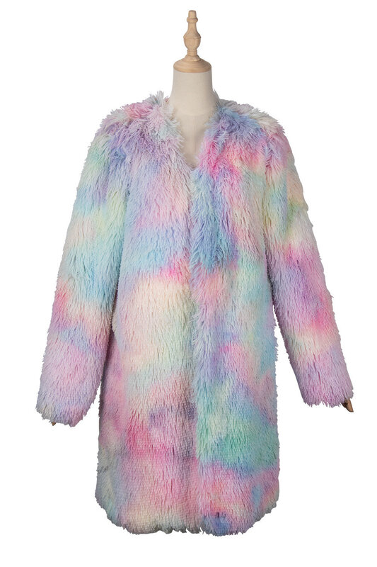 Abrigo de piel sintética con estampado para mujer, abrigo grueso y cálido de felpa, con solapa, talla grande, para invierno