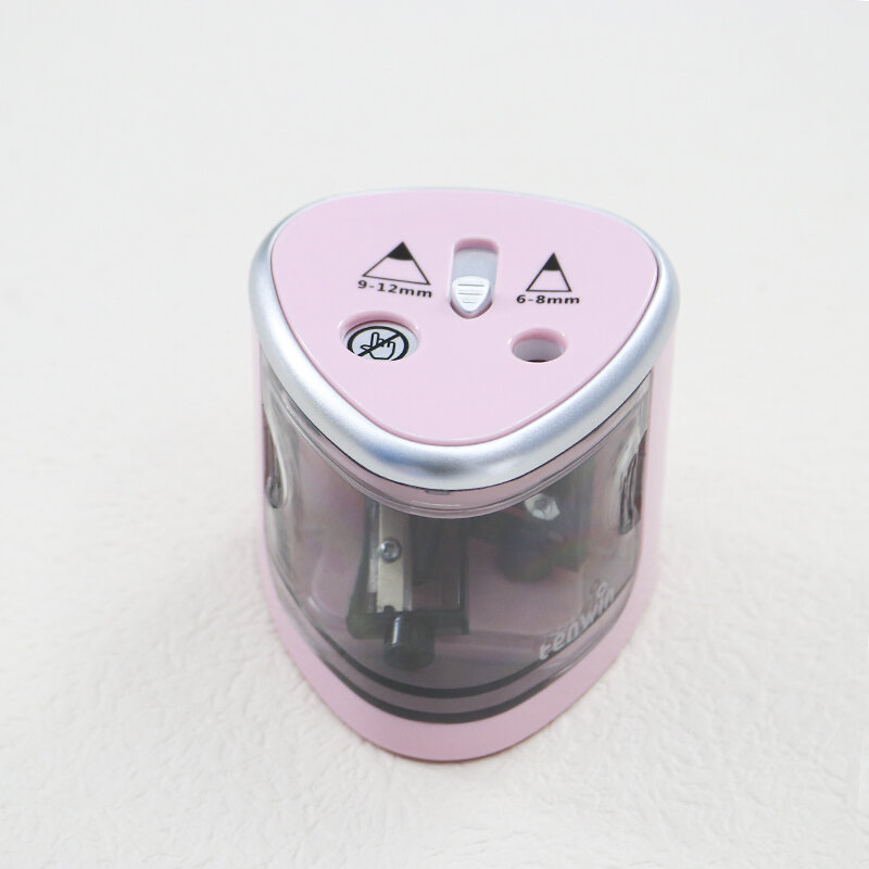 Automatic Electric Pencil Sharpener for School 2 Holes Battery Operated Students Stationery Mechanical Sharpener With Receptacle