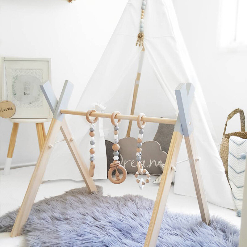 Estrutura de madeira para berçário, estilo nórdico, brinquedo sensorial, prateleira para roupas de criança, decoração de quarto de criança
