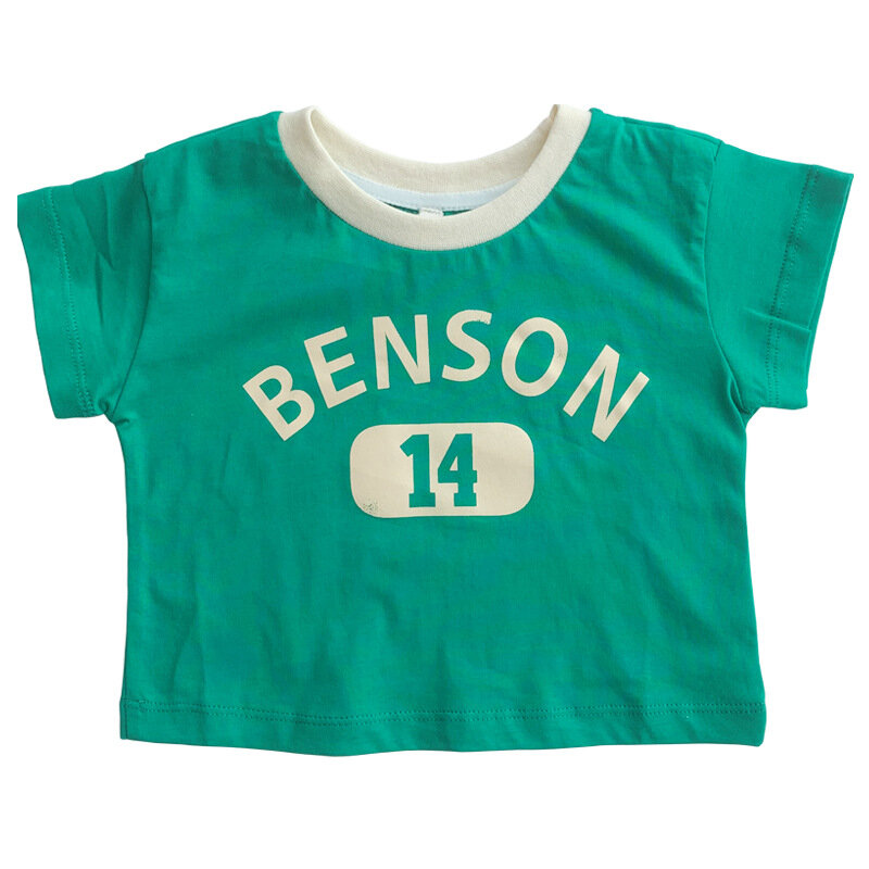 T-Shirt da bambina per neonato con stampa di lettere2021 New Summer Unisex top per bambini T-Shirt in cotone per neonato di moda carina