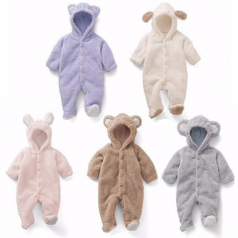 Bayi Lucu Beruang Desain Lengan Panjang Jumpsuit Pemanasan Kaki Baju Monyet untuk Bayi Baru Lahir dan Bayi