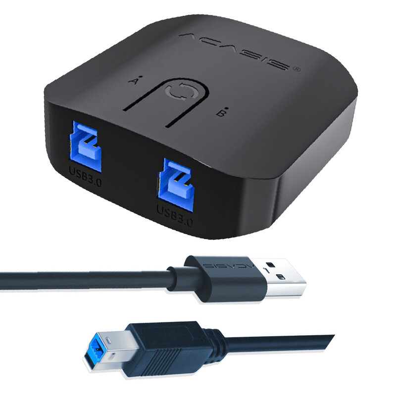 Acasis USB3.0 분배기 2 포트 KVM 공유 스위처 2 in 1 out 2 컴퓨터 공유 1 프린터 장치 USB 허브 프린터 Sharer