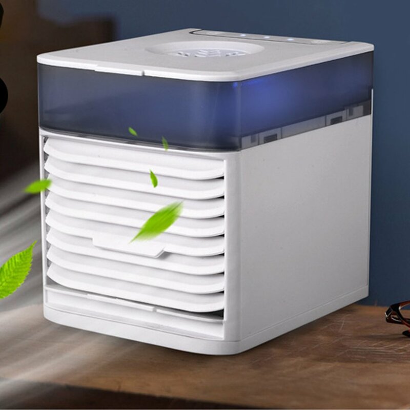 เครื่องปรับอากาศแบบพกพา USB Evaporative Air Conditioner พัดลม3ความเร็ว7สีส่วนบุคคล Air Cooler UV ฆ่าเชื้อพัดลม