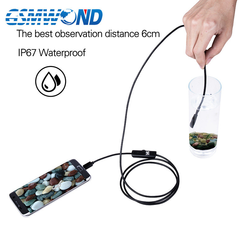 7mm Endoscope Camera Micro USB OTG Type C Waterproof 6 Adjustable LEDs Inspection Borescope Camera For Android Phone & Computer