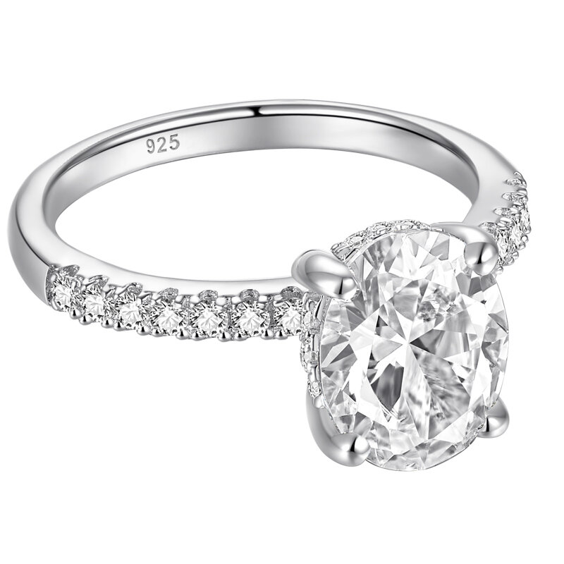 Wuziwen anel de prata esterlina 925 resistente e zircônia cúbica oval aaaaa, design exclusivo para noivado feminino, joia para casamento e noivado