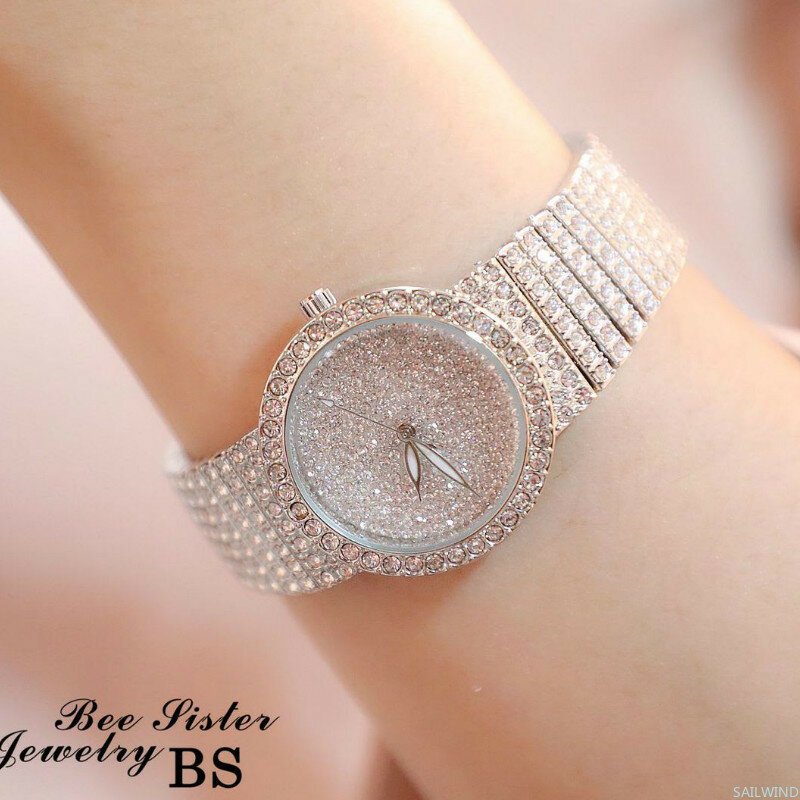 Relógios de cristal feminino, relógio de pulso de marca de luxo designer feminino de ouro rosa, relógio com brilho, elegante, para moças