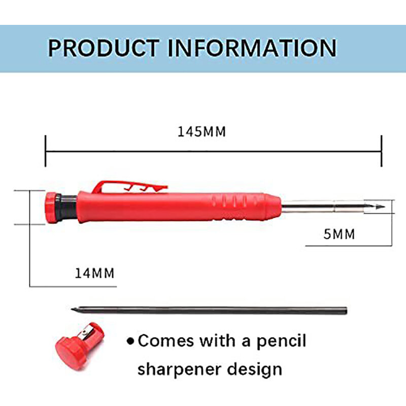 Effen zestaw Potlood z 7 końcówkami do napełniania Ingebouwde Puntenslijper Diep Gat mechanical Marker Markering Pen Tool
