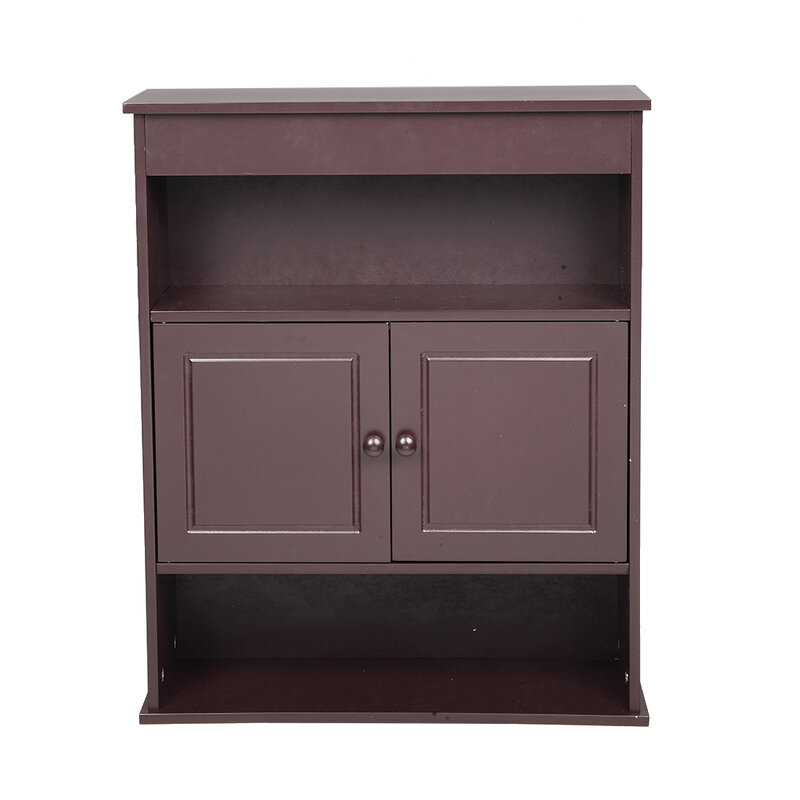 【US Warehouse】FCH Two-door Bathroom Cabinet with Upper and Lower Layers Brown  