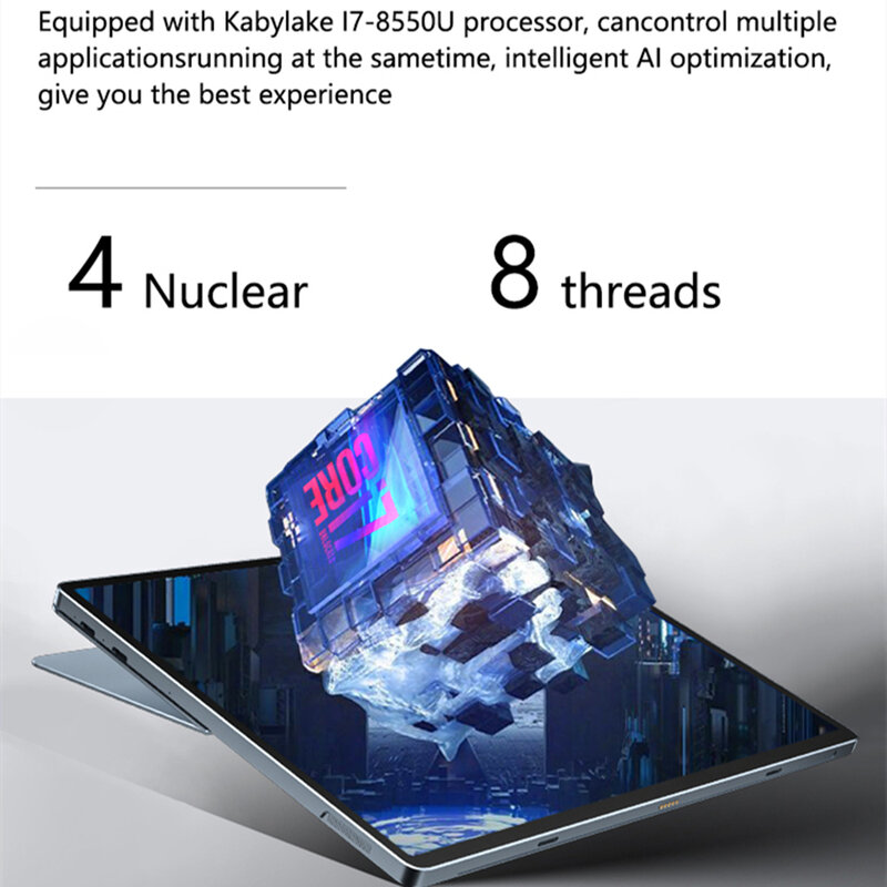 Kuu Lebook Metalen I7-8550U Touch 2K Scherm Twee-In-een Laptop Tablet Win10 Type-C Magnetische backlit Toetsenbord Capacitieve Pen