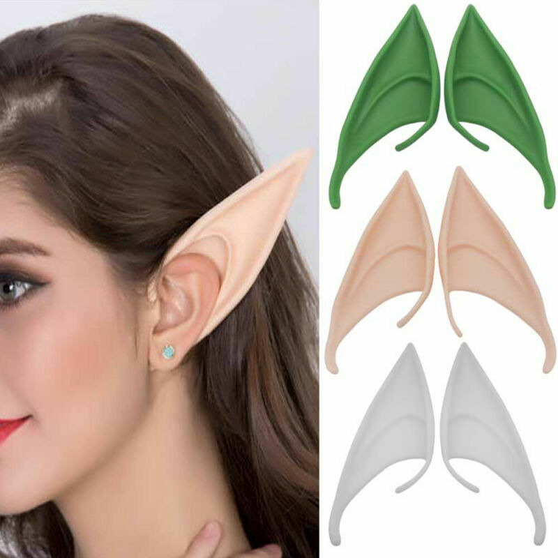 Hirigin Halloween Latex Elf Ears Fairy Pixie Cosplay Hook On Fancy Dress Ears Accessory Theme Party Funny Wear