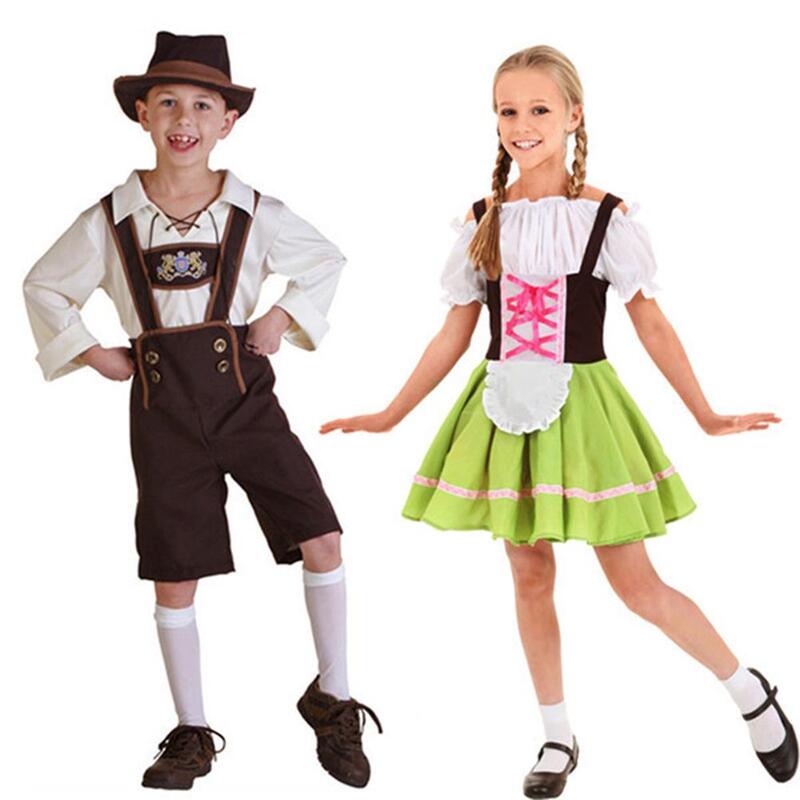Costume de serveur Cosplay pour enfants, fille et garçon, tenue de fête de bière