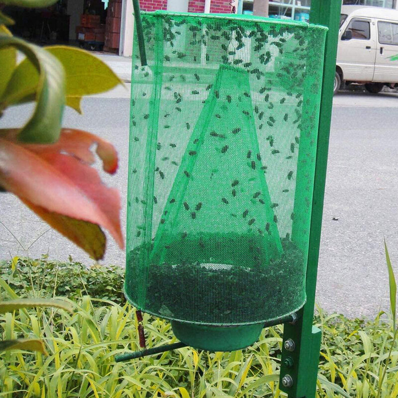 Piège à mouches antiparasitaire d'extérieur, 4 pièces, réutilisable, suspendu et pliable, effet piège à mouche, écologique et de sécurité