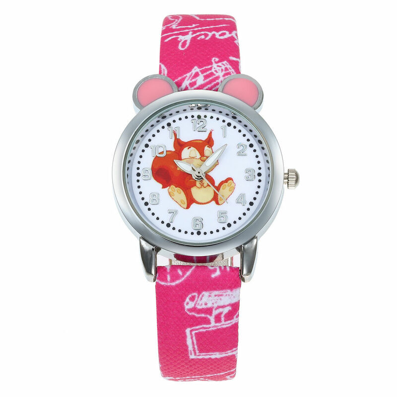 Relogio Masculino Meisjes Quartz Horloges Kind Horloge Luxe Merk Retro Design Vos Cartoon Patroon Kids Leather Analoge Horloge