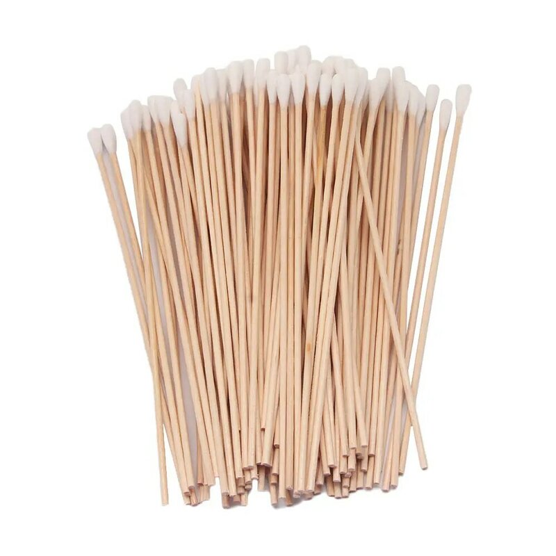 100 Pcs/Pack Medical Swabs 6'' Long Wood Handle Sturdy Cotton Applicator Widely Used Swab High Quality