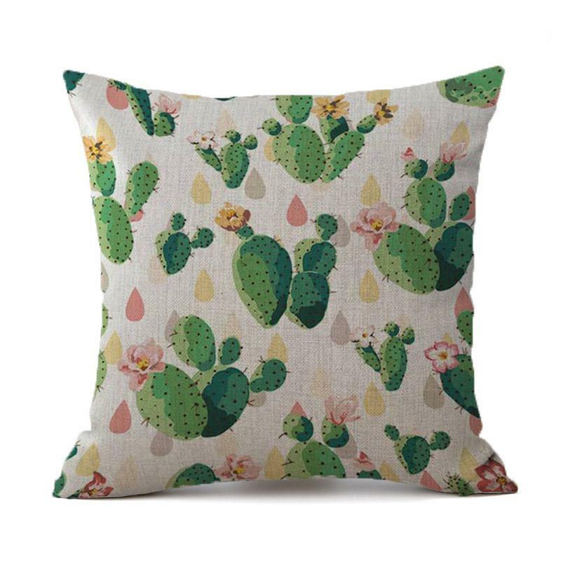 Funda de cojín con diseño de Cactus para decoración del hogar, funda de almohada creativa con estampado de Cactus y plantas tropicales