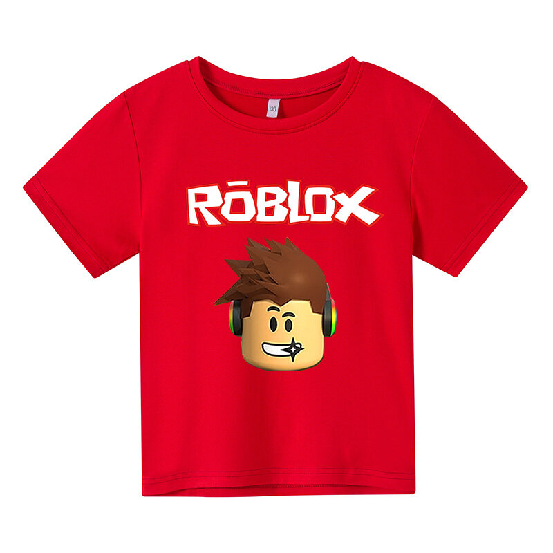Новинка, Детская футболка с мультипликационным принтом Robloxing Game, детские летние белые топы, модная футболка в стиле Харадзюку для мальчиков ...