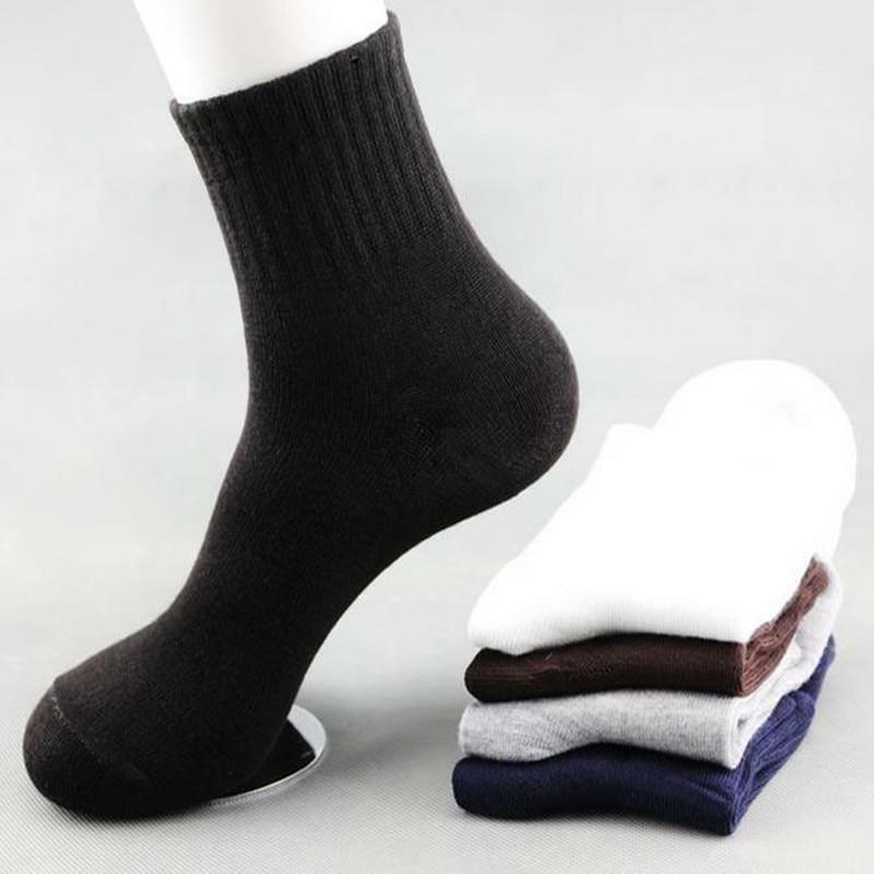 Calcetines de algodón para hombre, medias de tubo de Color sólido, 5 par/lote, Otoño e Invierno