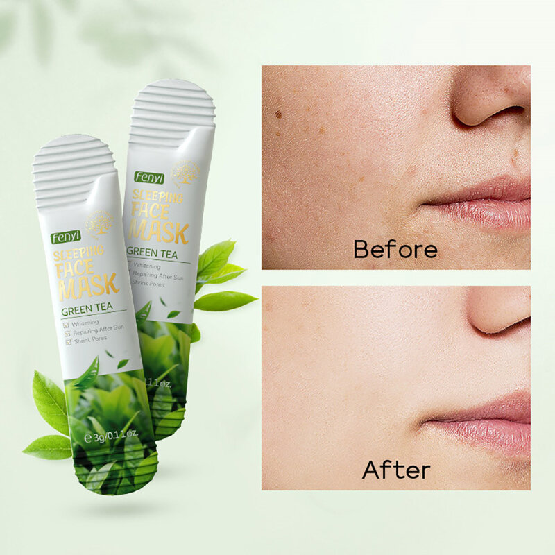 Mascarilla facial de barro de té verde para limpieza de puntos negros, Aceite hidratante refrescante, reduce los poros, mejora el cuidado facial