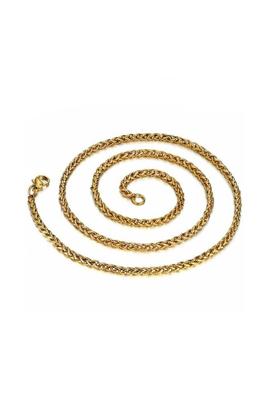 3 Mm. Yellow Gold Auger Steel Womens Mens Chain