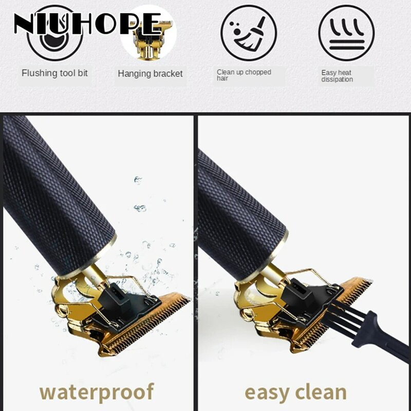 Niuhope-男性用のプロ仕様の電気バリカン,充電式電気シェーバー,あごひげとヘアカット用,t9