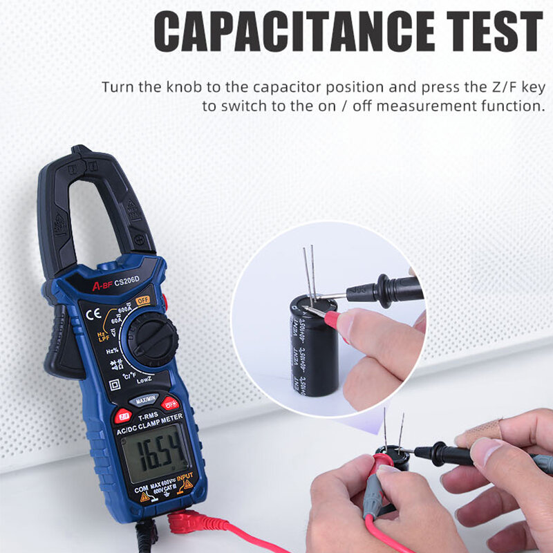 A-BF Digital Clamp Meter True RMS Auto Range Multimeter AC/DC MAX/MIN NCV Current Voltage Temp Capacitor Tester