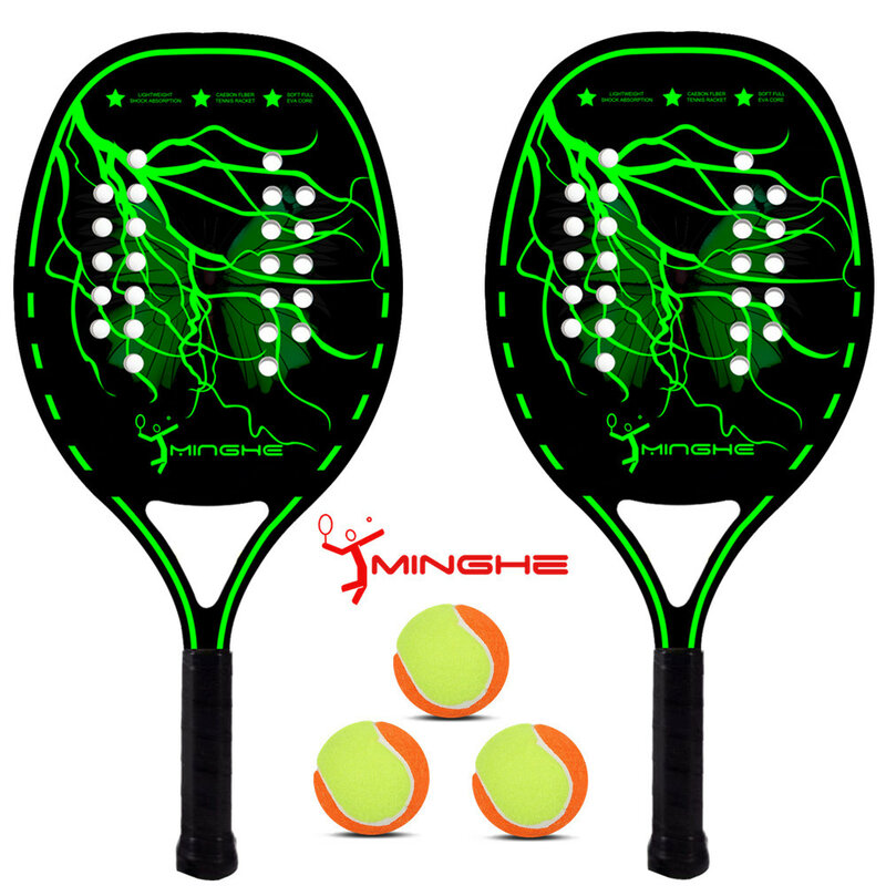 Profissional 3k carbono raquete de tênis de praia macia eva rosto tenis raqueta para adulto equipamentos esportivos
