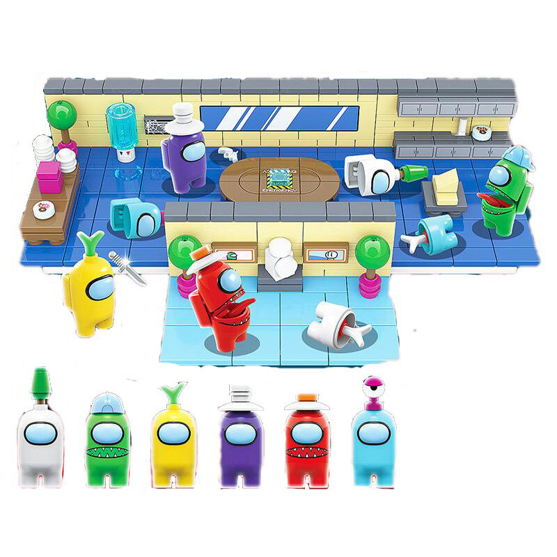 368Pcs Amongs Spiel Raum Alien Impostor Büro Modell Bausteine Kit Ziegel Kinder Spielzeug Für Kinder Geschenk