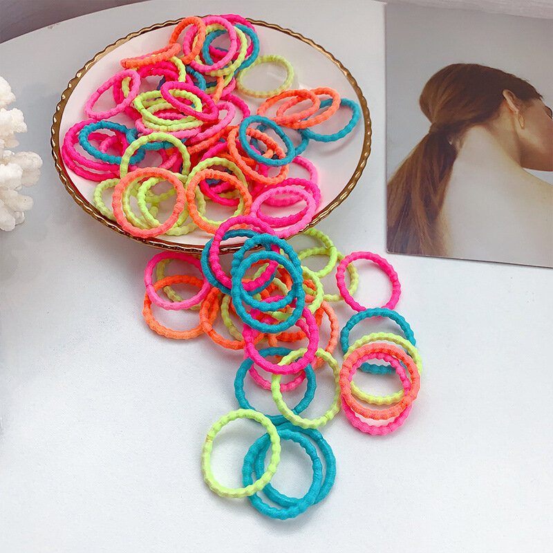 100 Stks/partij Nieuwe Haarbanden Voor Meisjes Snoep Kleur Elastische Rubberen Band Haarband Baby Hoofdband Chouchou Kinderen Haar Accessoires
