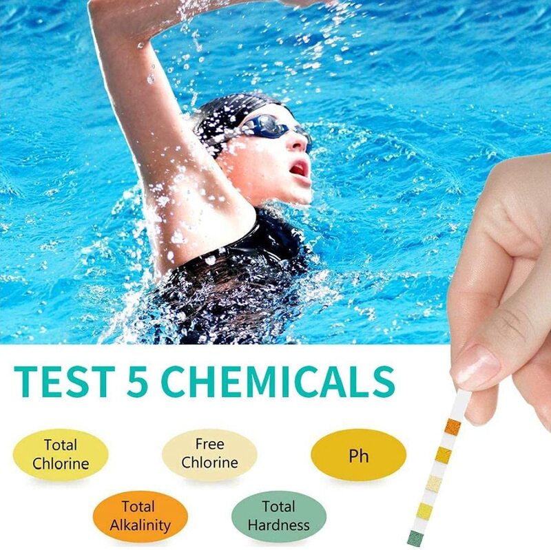 Bandelette de Test de qualité de l'eau de piscine, 50 pièces, papier de Test de la valeur du PH du chlore résiduel, Test de dureté d'alcalinité, livraison directe