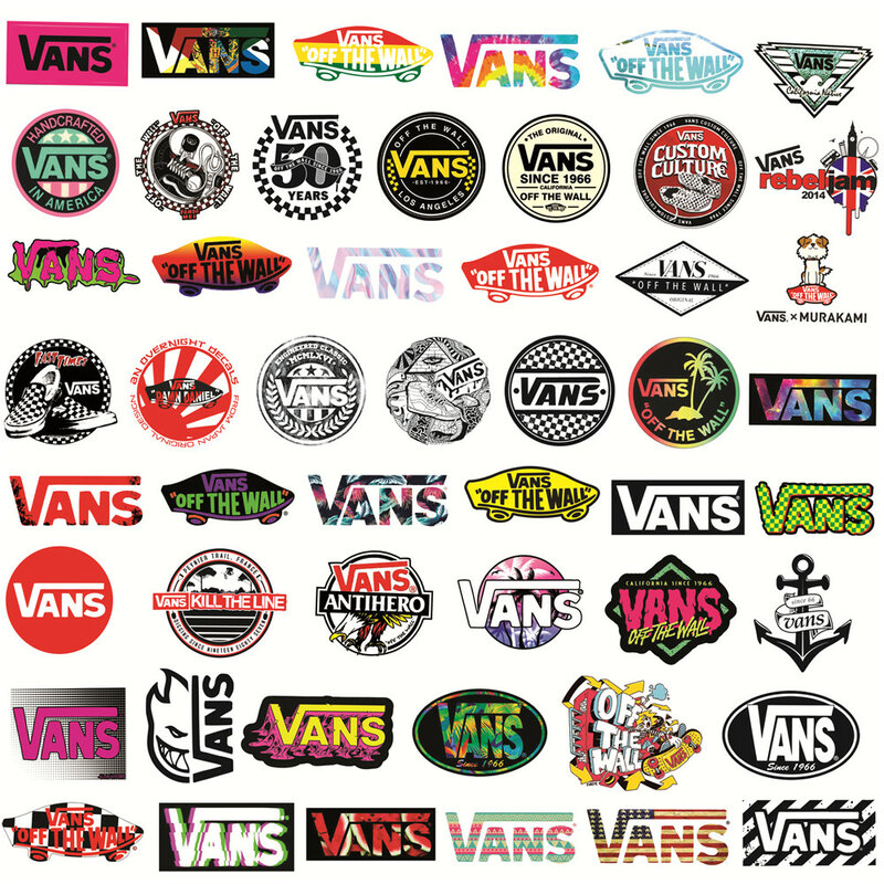 50 pçs marca vans adesivo de vinil à prova dwaterproof água pvc adesivo para portátil motocicleta bagagem skate carro diy graffiti dos desenhos animados adesivos