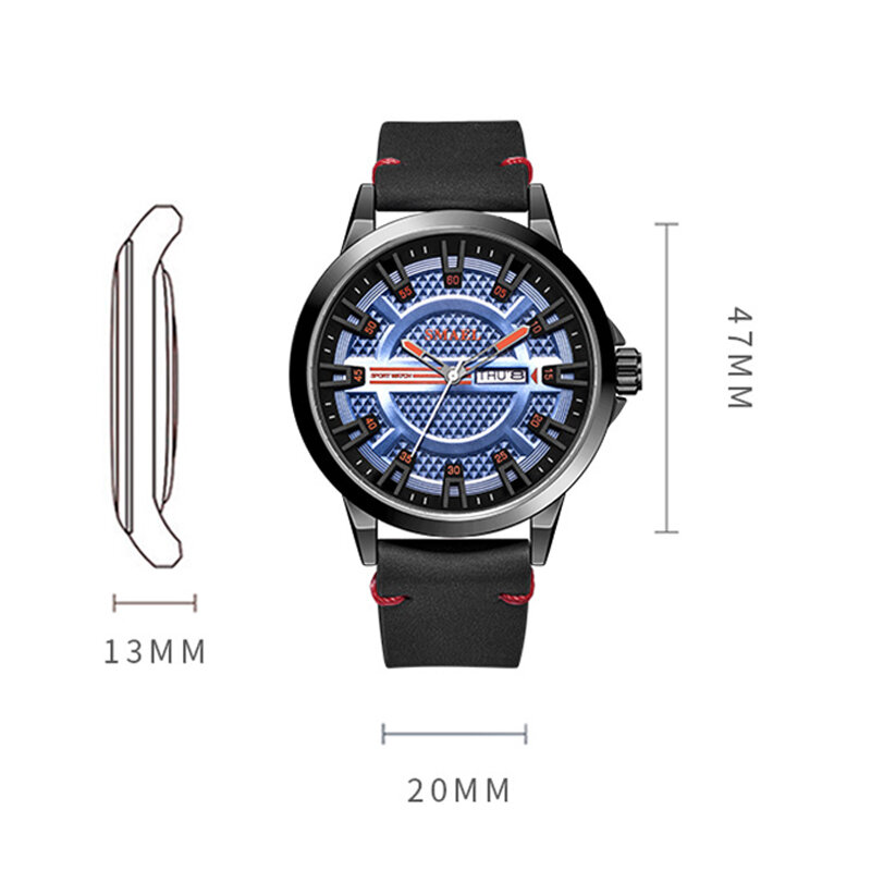 SMAEL-reloj deportivo de cuarzo para hombre, cronógrafo con correa de cuero, resistente al agua, con calendario