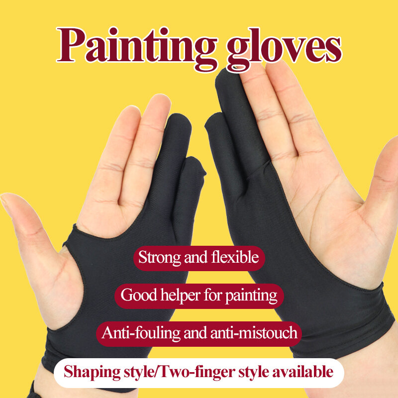 Guantes antiincrustantes de dos dedos/estilo con forma, tanto para izquierda como para derecha, tamaño libre, guantes de dibujo a mano para cualquier gráfico/mesa/dibujo