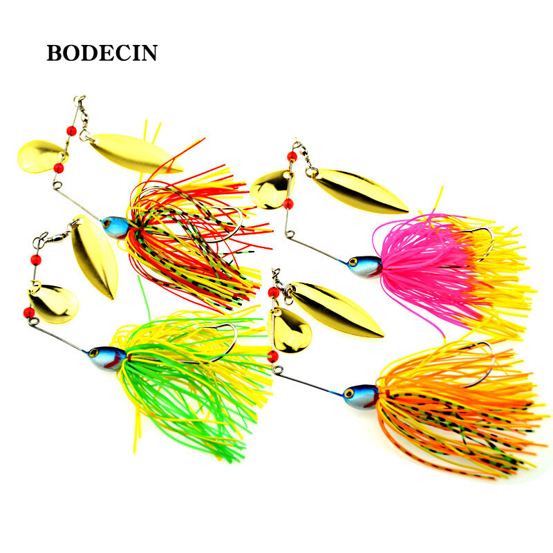 4PCS Fishing Lure Wobblers Lures Sinking 17G  Spinner Spoon Bait Tackle Artificial Baits Metal Sequins Chartreuse Spinnerbait