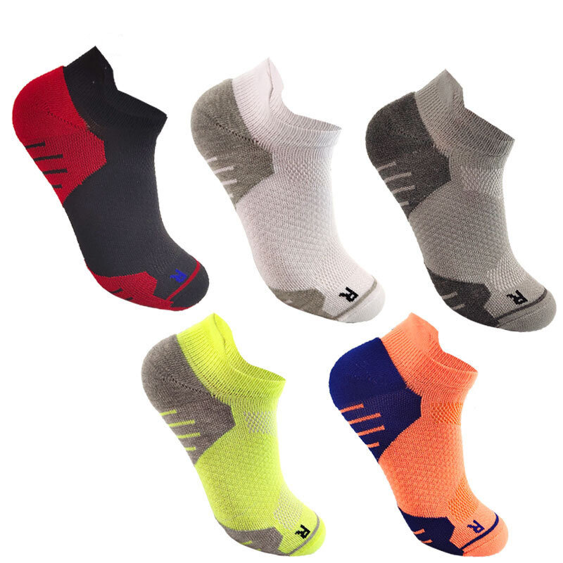 5คู่/ล็อตถุงเท้าข้อเท้ากีฬากลางแจ้งบาสเกตบอลวิ่งฟุตบอล Breathable ระงับกลิ่นกายลื่นสีไม่มี Travel