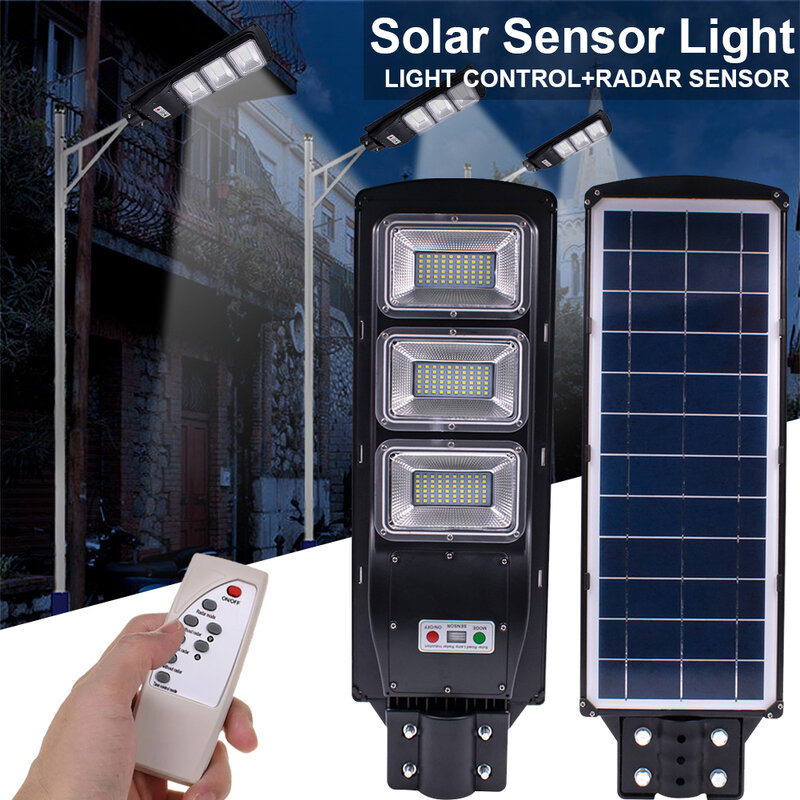 Уличный светильник на солнечной батарее с дистанционным управлением, 90 Вт 180 светодиодов, настенная лампа с датчиком радара, водонепроницае...