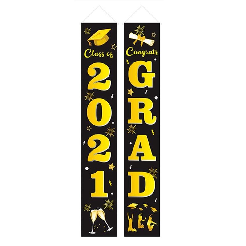 1 paio graduazione portico segno classe di 2021 porta Banner auguri segni di laurea per decorazioni per feste di laurea