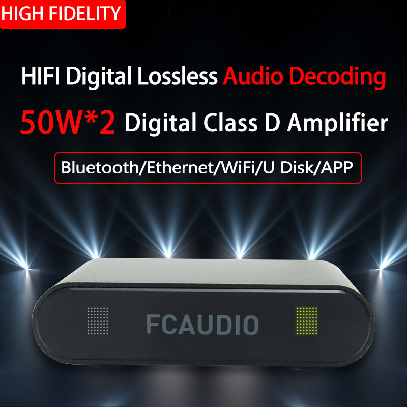 Ghtech wa20 amplificador de som digital preamp áudio em casa 50w x 2 saída poderosa amplificador estéreo sem fio de alta fidelidade com wifi & bluetooth 5.0
